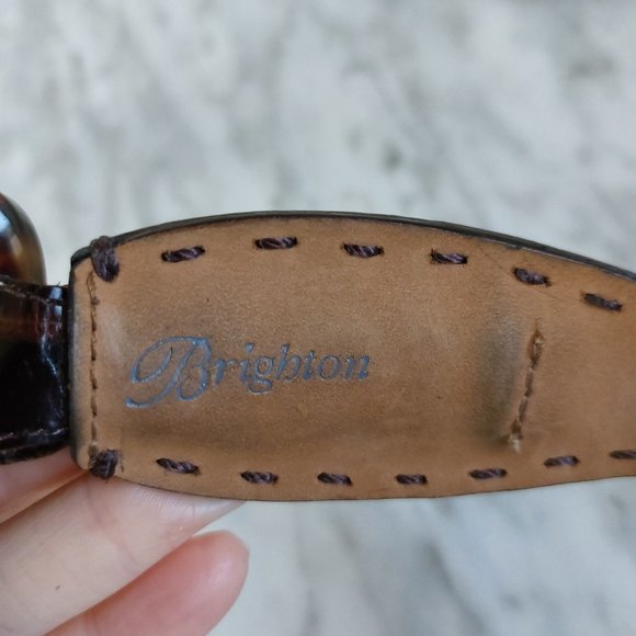 Brighton Women's Black Leather Tortoise Buckle Belt small/30" length - Picture 7 of 9